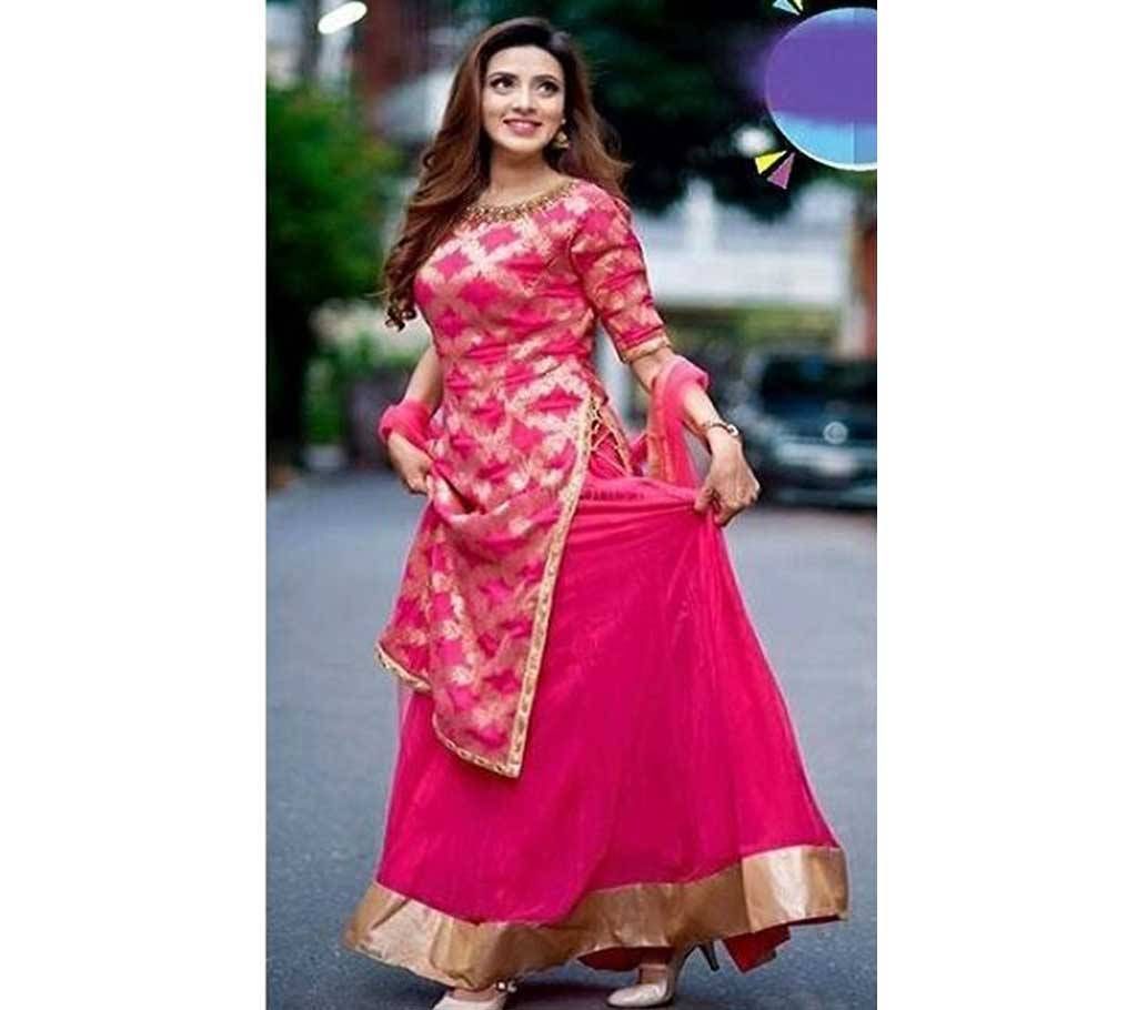 Unstitched Georgette Embroidery Lehanga For Women