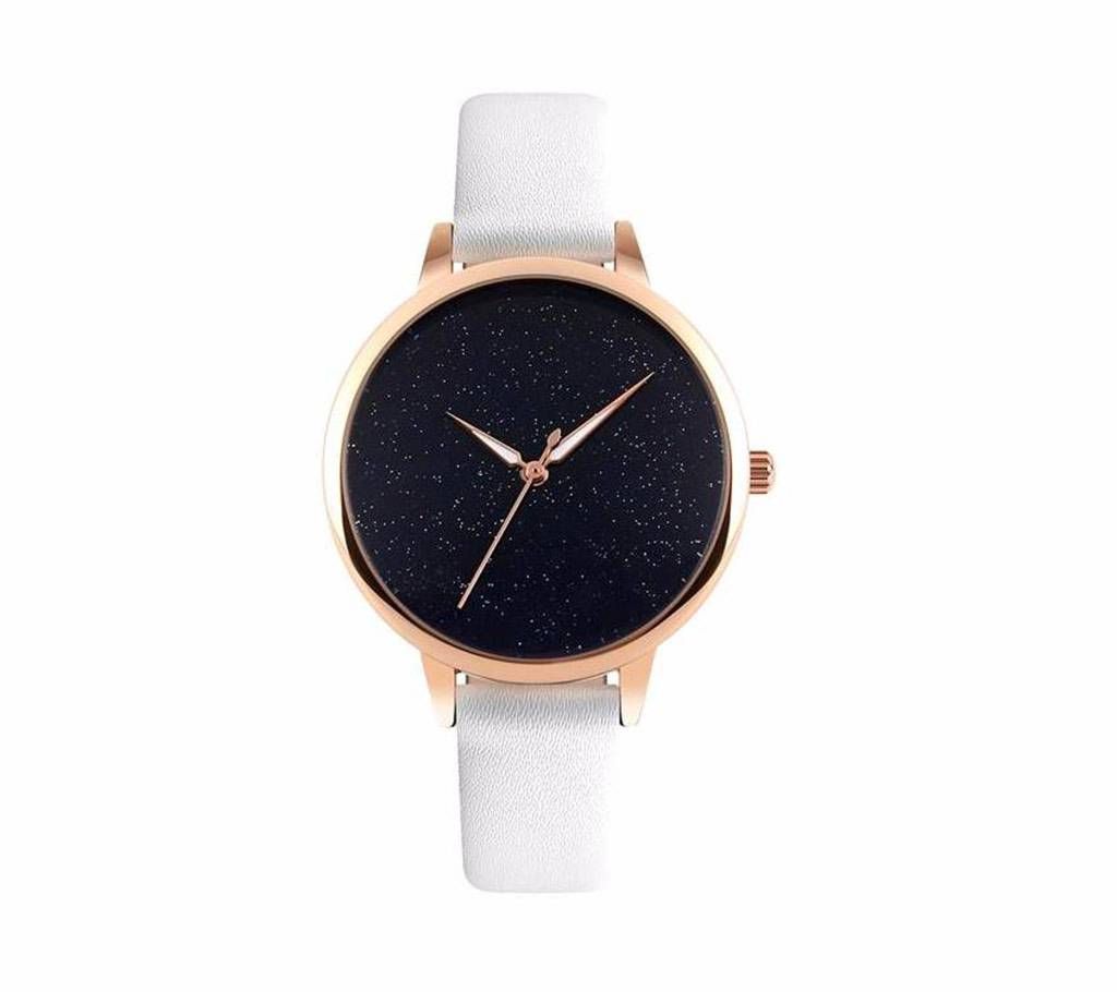 Skmei 9141 - White Leather Analog Watch for Women