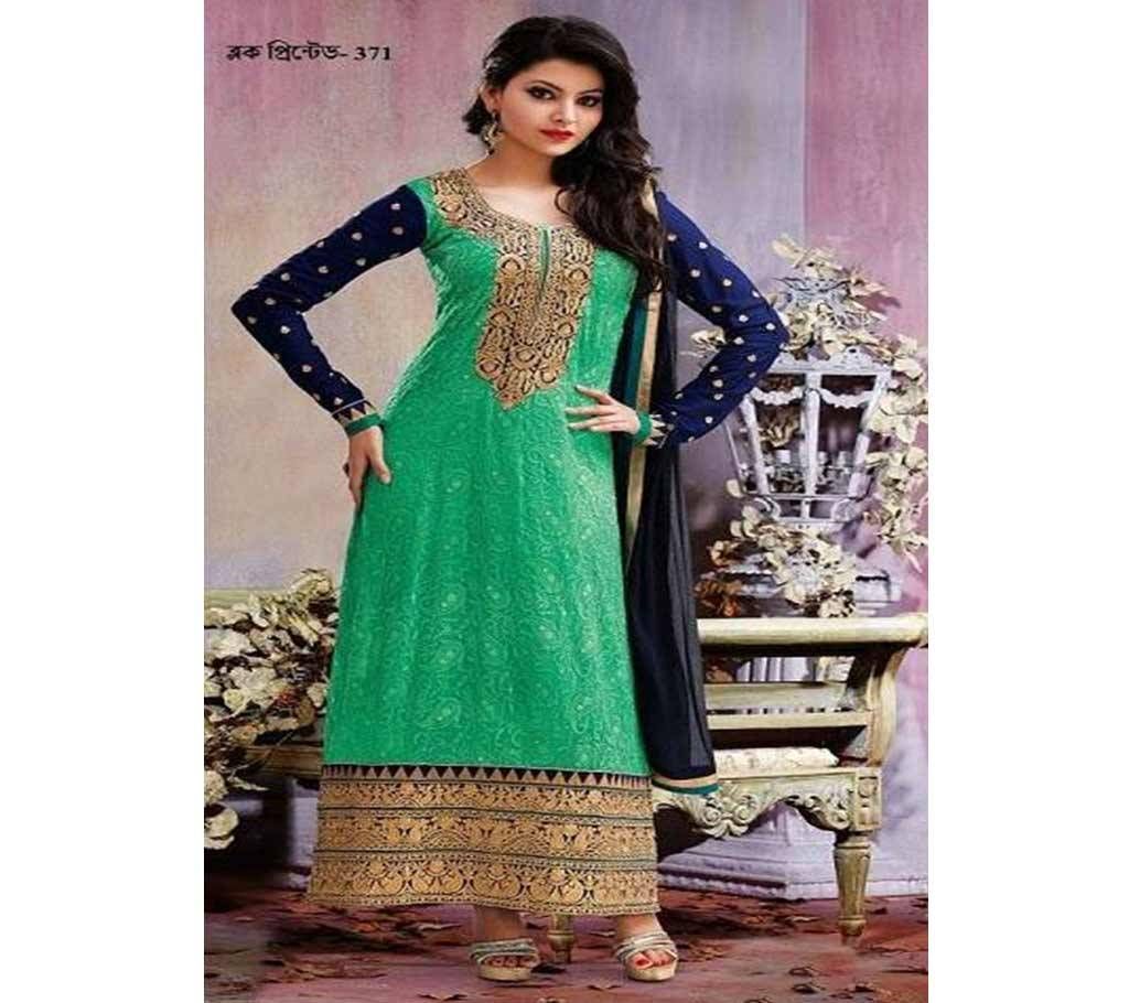Unstitched block printed Rajdhani voyel cotton Salwar Kameez St block-371