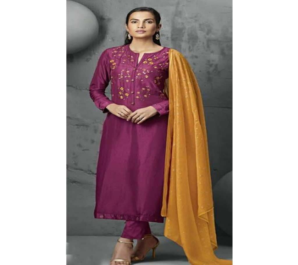 Unstitched Silk Salwar Suit - 111