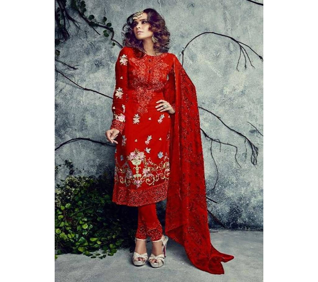MUMTAZ HITS COLOUR BY SAJAWAT CREATION 4001 Red Color Semi Stitched GEORGETTE PARTY WEAR 