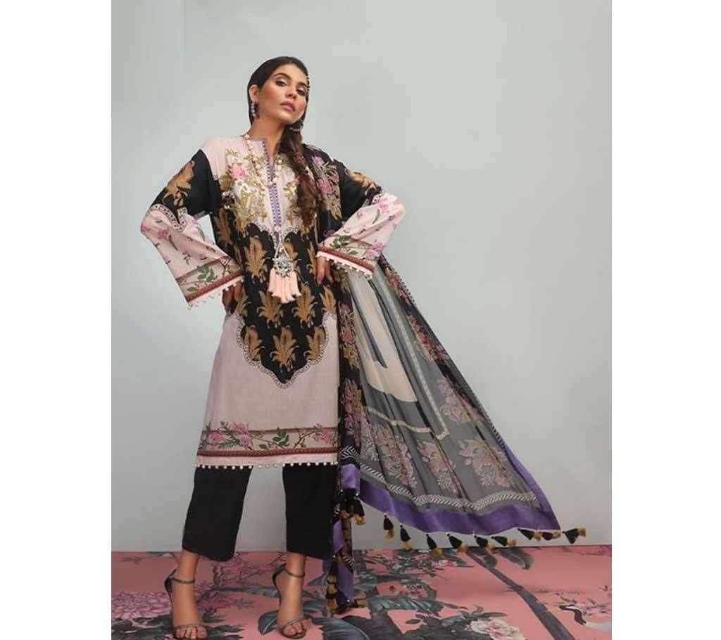 Shraddha Designer Muzlin Luxury Lawn 19 - 1004 - Black with Ash Mix - ASI