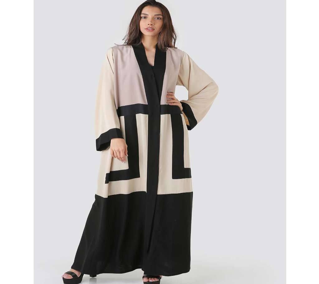 Cream & Black Georgette Borka For Women