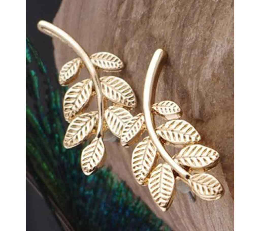 Hot Fashion Zinc Alloy Silver Plated & Gold Color Brincos Oorbellen Metal Leaves Stud Earrings Women Jewelry pendientes