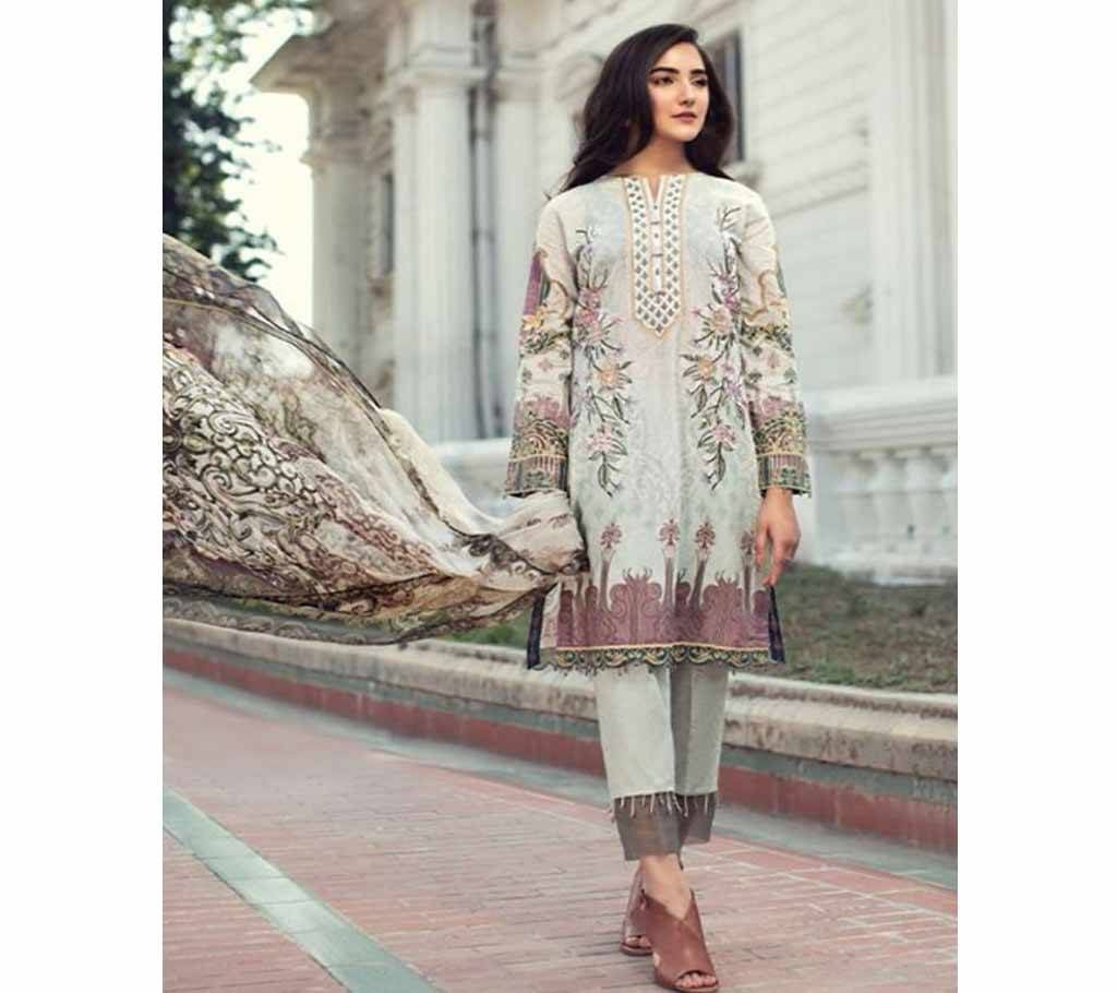 Saniya Trenz Iris Lawn 2019 - D.No.: 2006 - Ash with Light Blue Shade - VNK
