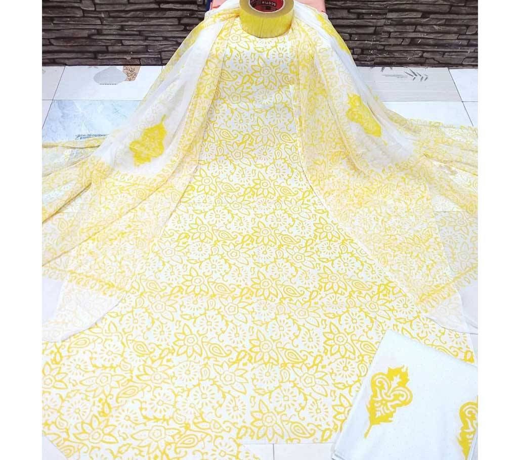 Deshi Cotton Unstitched Screen Printed 3Pcs - C40 - MHG
