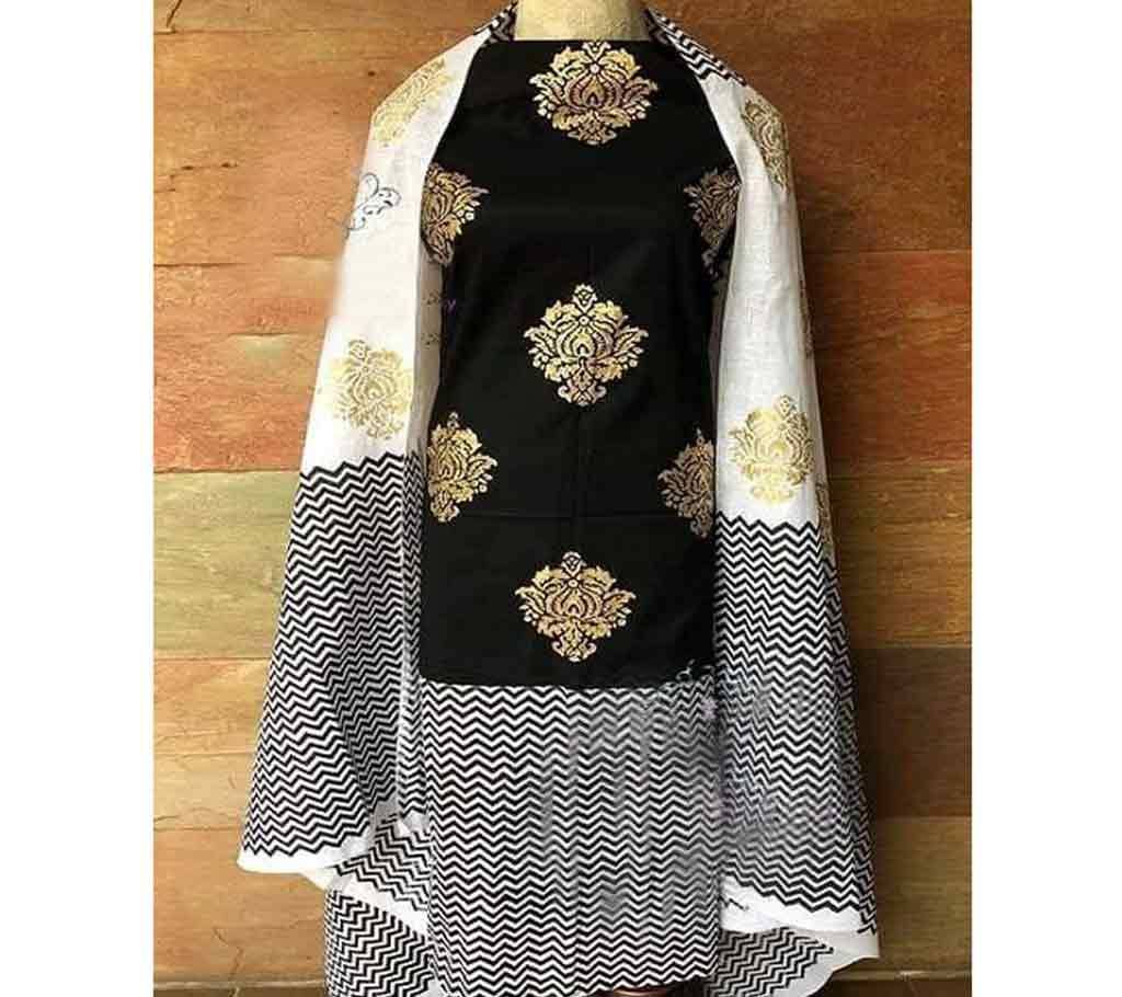 Deshi Cotton Unstitched Screen Printed 3Pcs - C53 - MHG