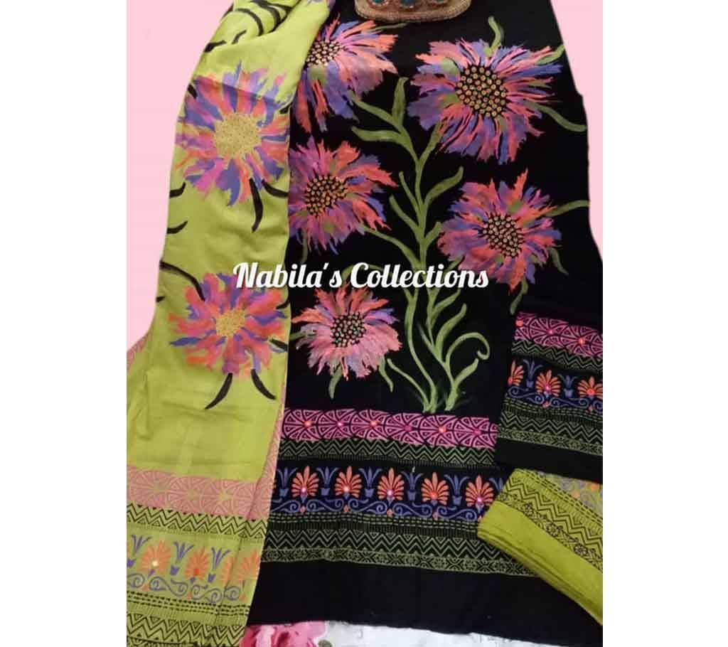 Unstitched Block Printed Three-Piece 01