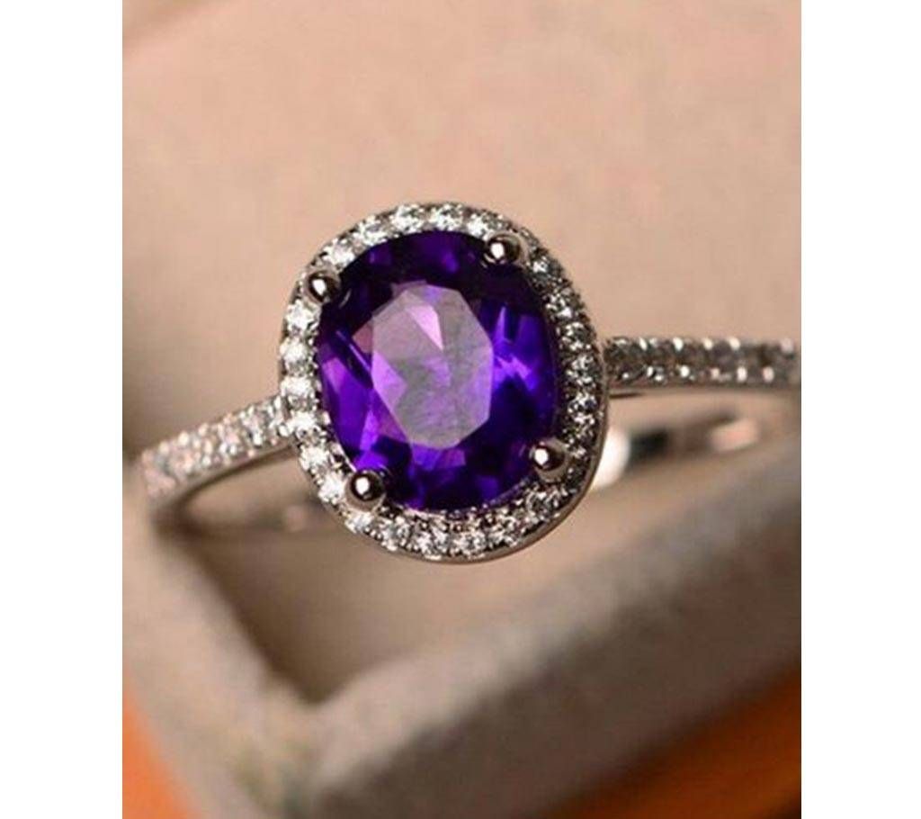 Crystal Zircon Stone 925 Silver Purple Rings For Women