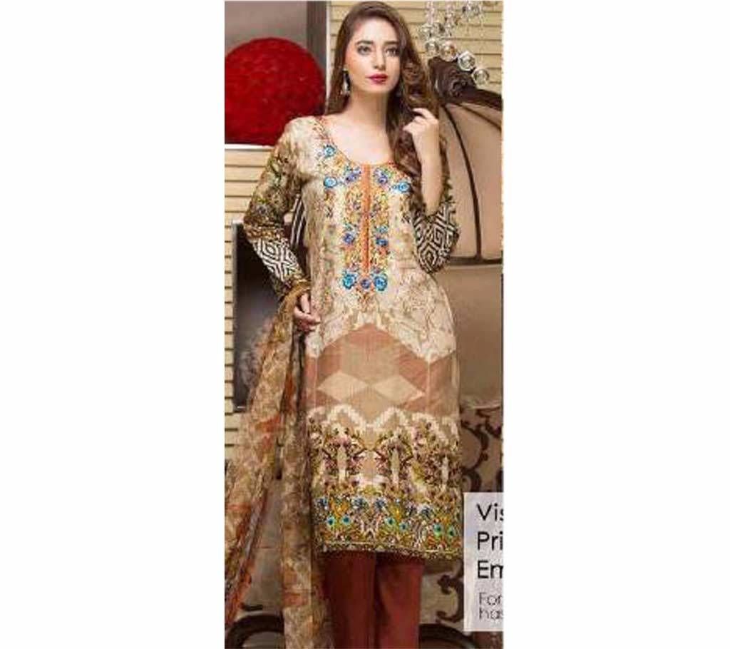 Pakistani Unstitched Embroidery Viscose Three pcs