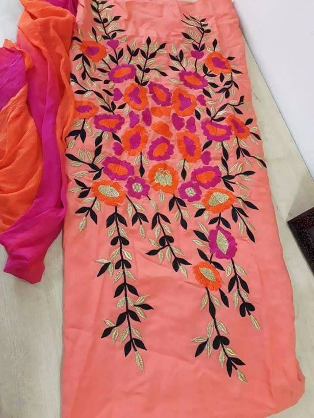 Unstitched Embroidery Georgette Dress