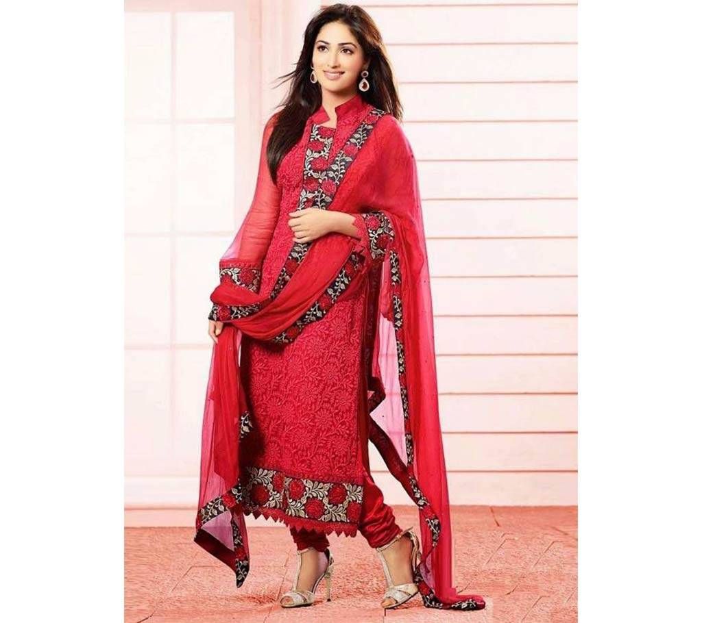 Semi stitched Soft Georgette Embroidery Three Piece (copy)