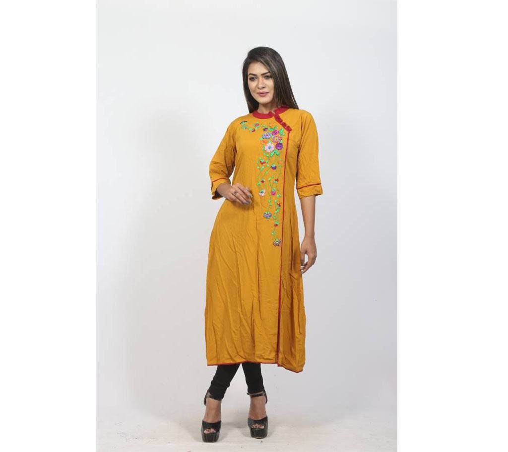 Yellow Linen Kurti For Women