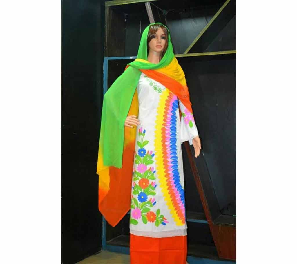 Unstitched Hand Paint Three Piece