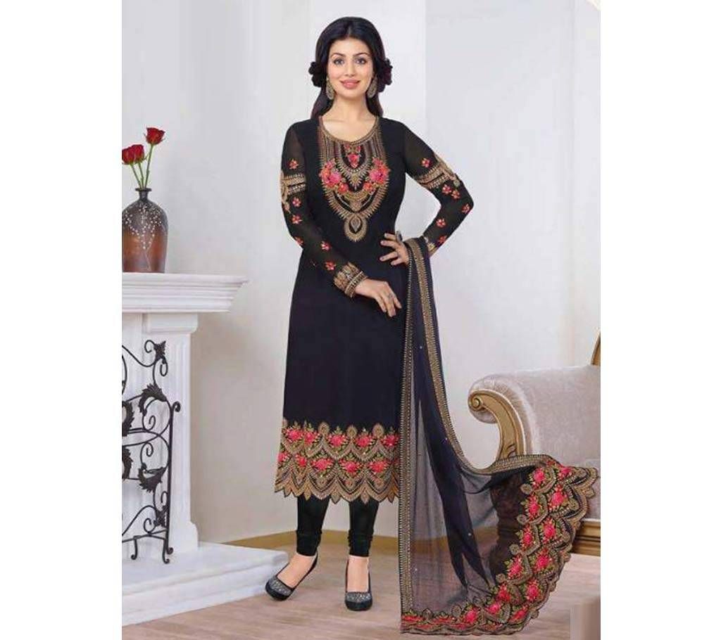Unstitched Georgette/Santon Embroidery 3pcs