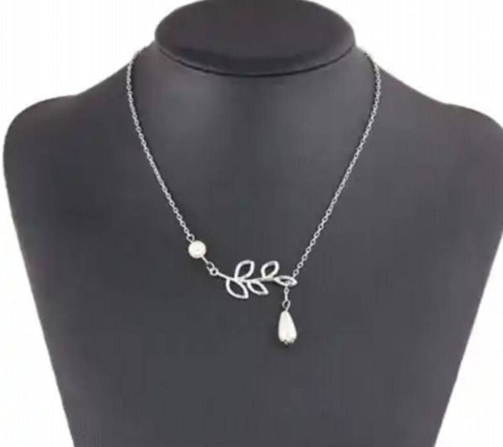 Chia Fashion exquisite women leaves pearl necklace (by Pink Point - CHIA80)