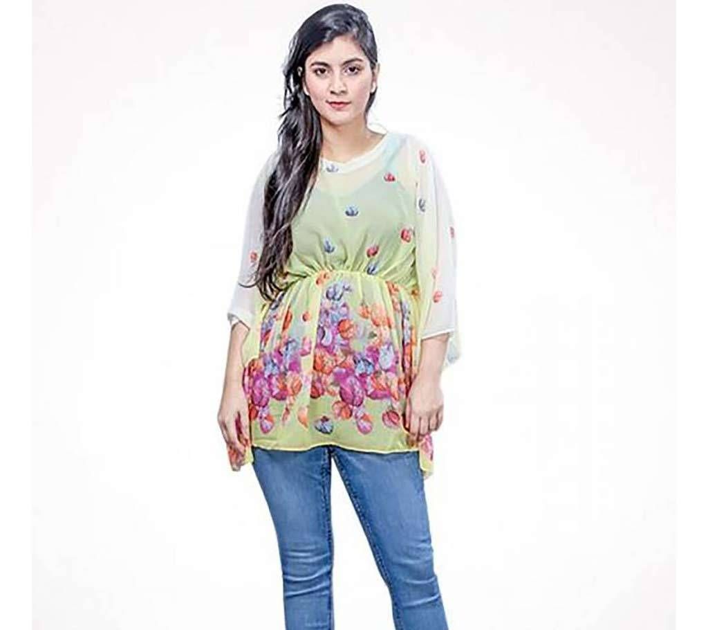 White Printed Georgette Tops for Women