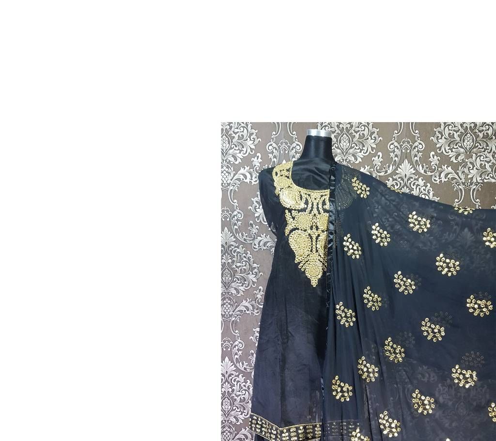 Indian: Gotapatti work 3 Pieces - Black