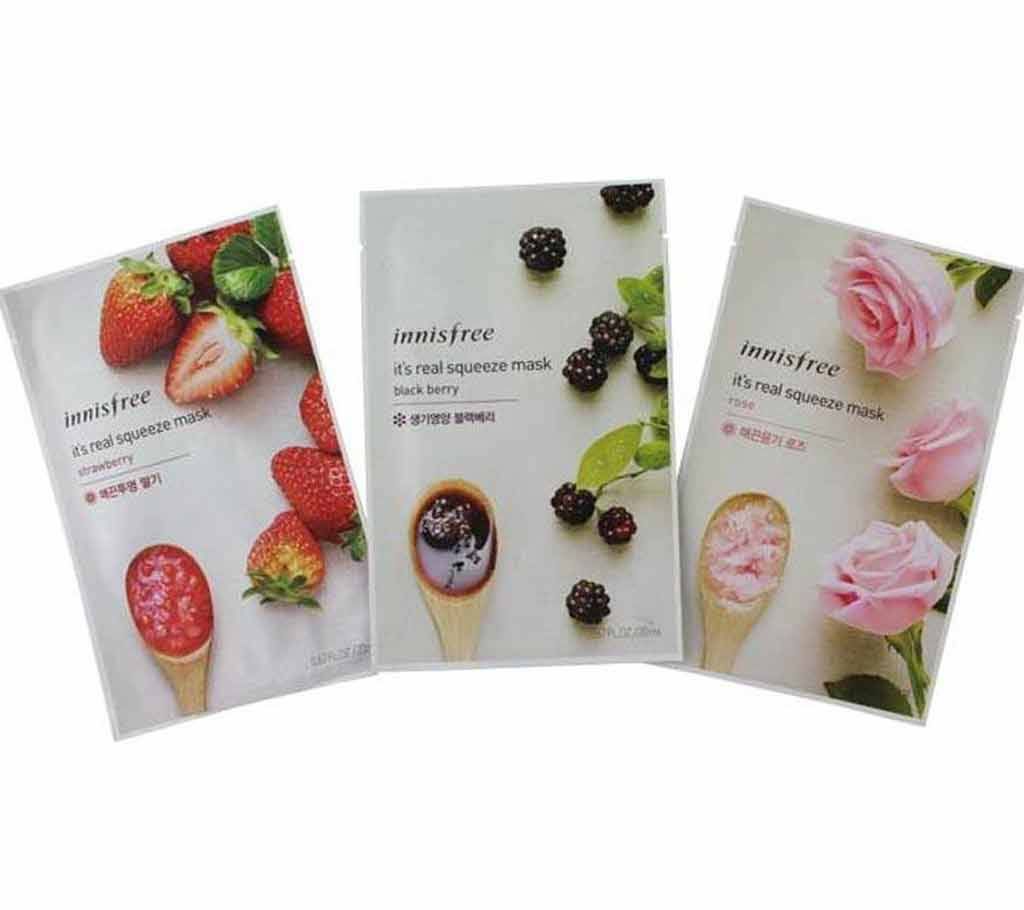 It’s Real Squeeze Mask 3 Pack Radiant, Innisfree, Korea