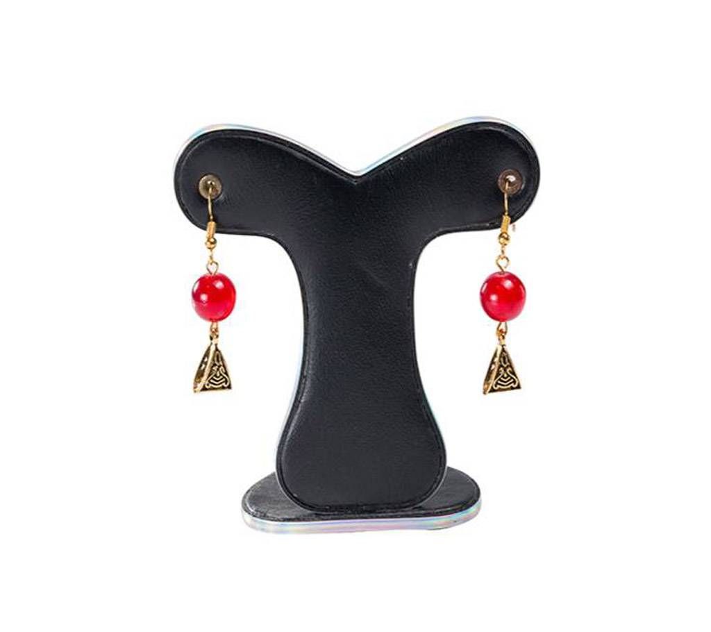 Red Color Artificial Pearl Earring