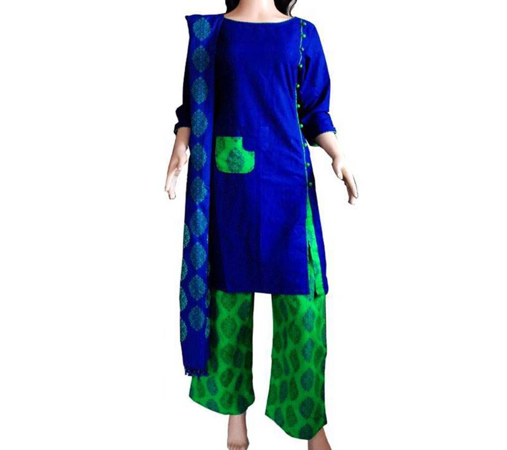 Stitched Cotton Three Piece Dress 