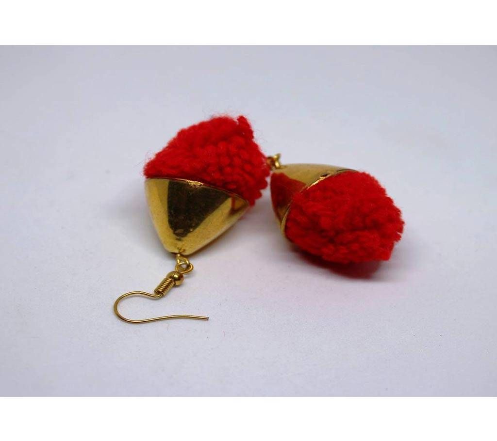 Golden color pom pom earring