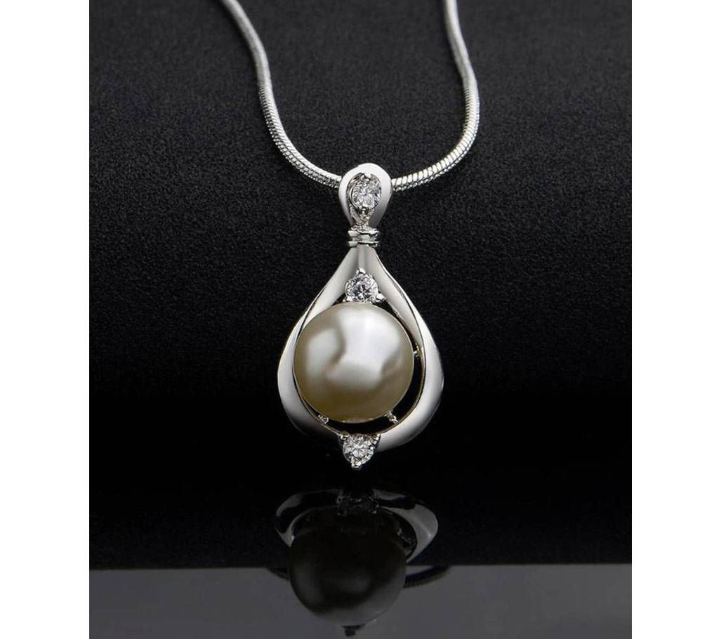 Crystal Long Chain Necklace Shellhard Rhinestone Drop Simulated Pearl Pendant Necklace For Women