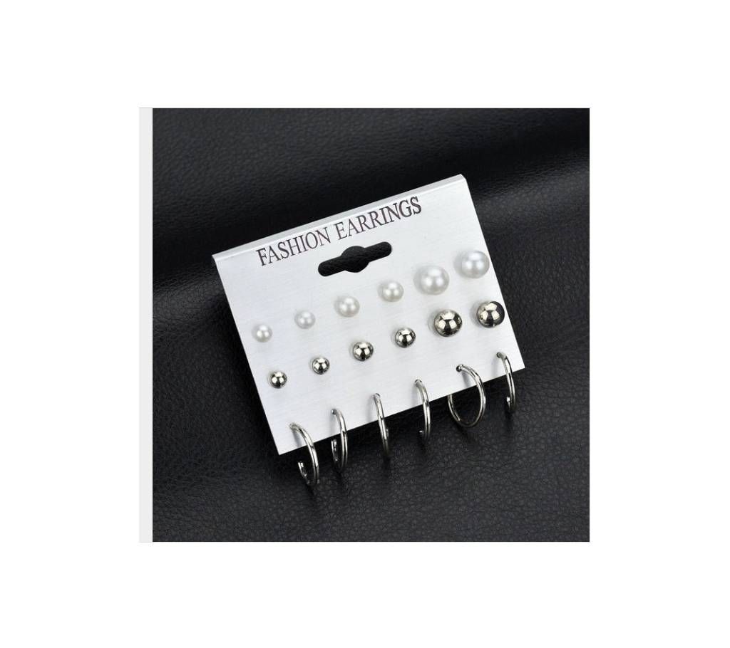 9pairs/set Simulated Pearl Earrings