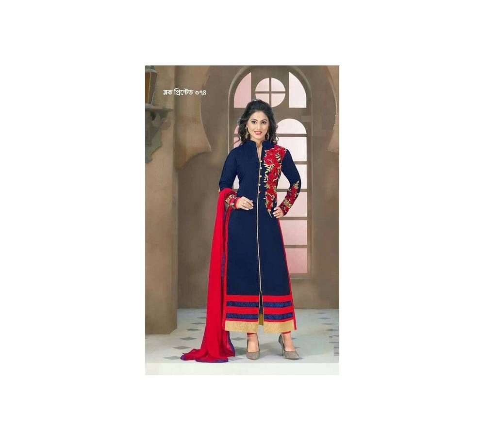 Unstitched block printed Rajdhani voyel cotton Salwar Kameez St block-374