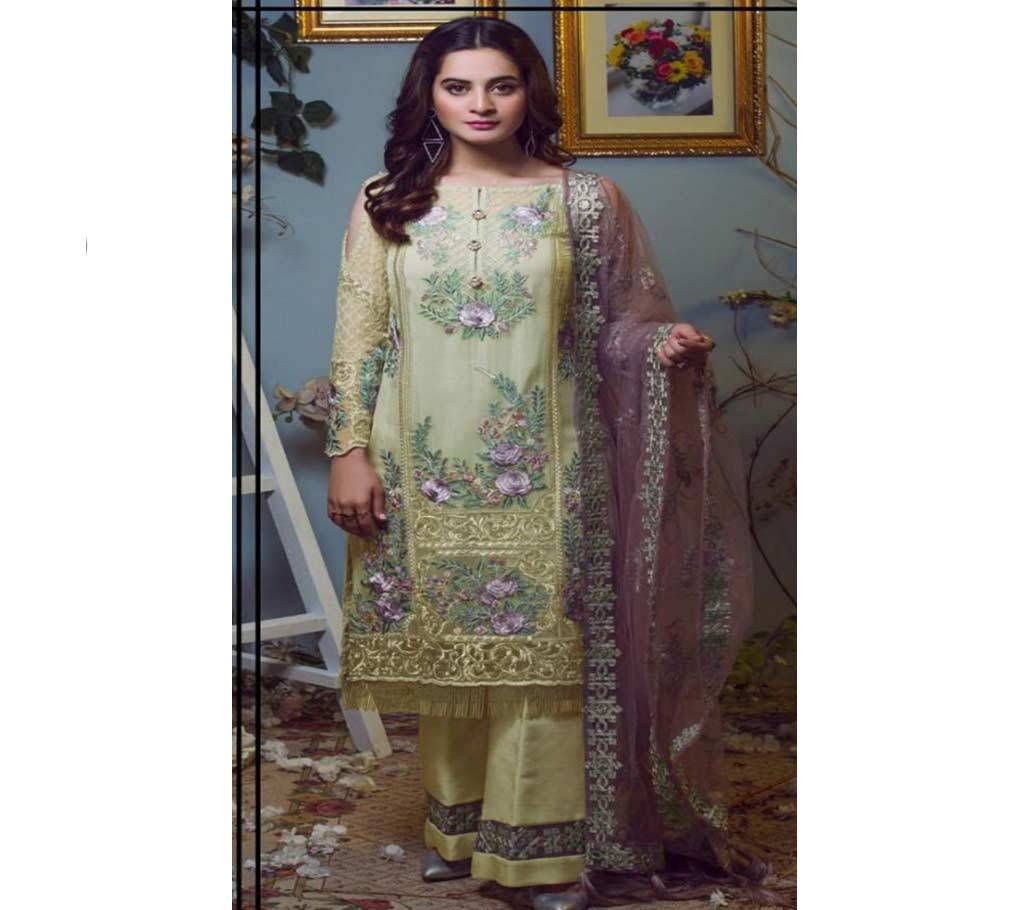 Unstitched Three Piece TAJ009 Lemon Chiffon 3pc-KLC1973-5U6U 6022 1A00