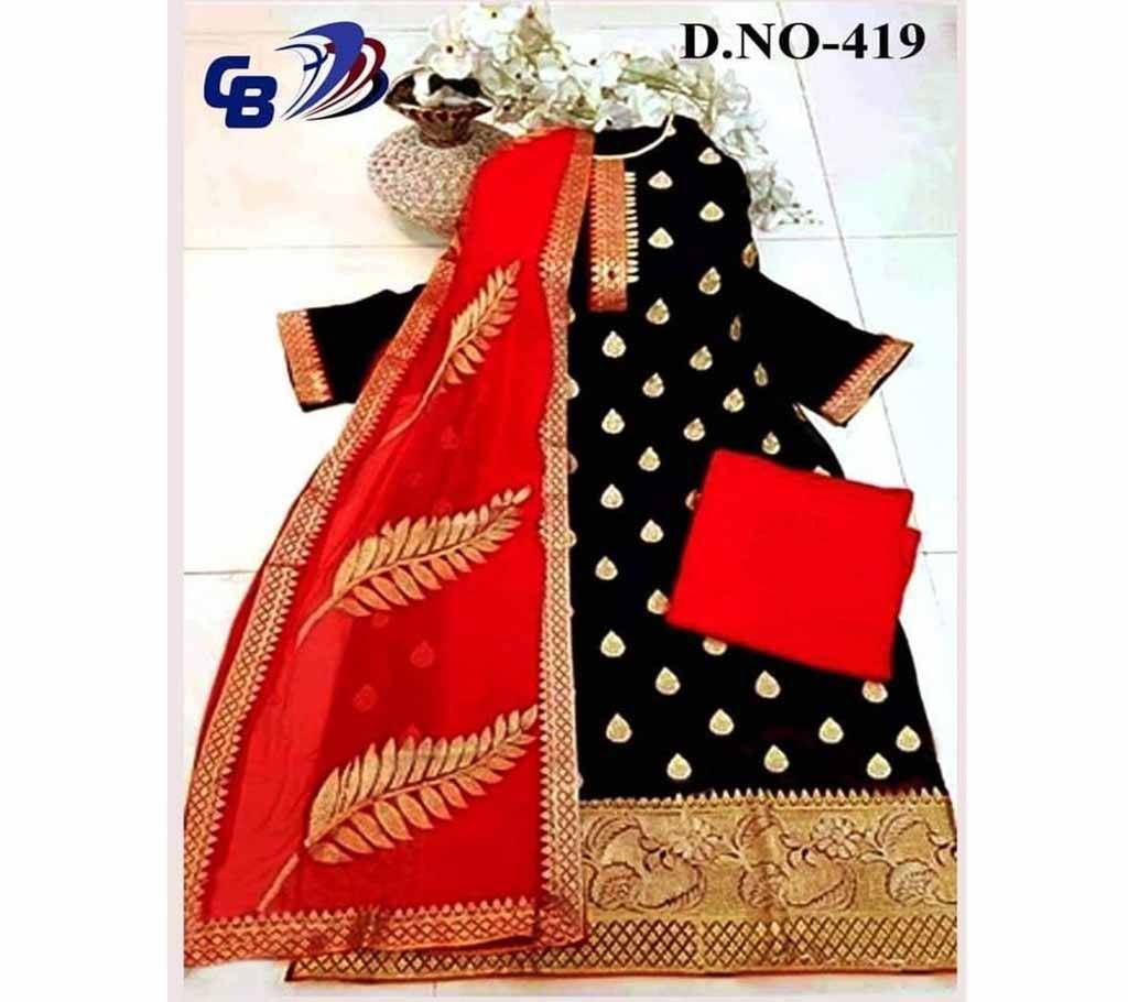 Unstitched cotton with Skin printed three piece copy