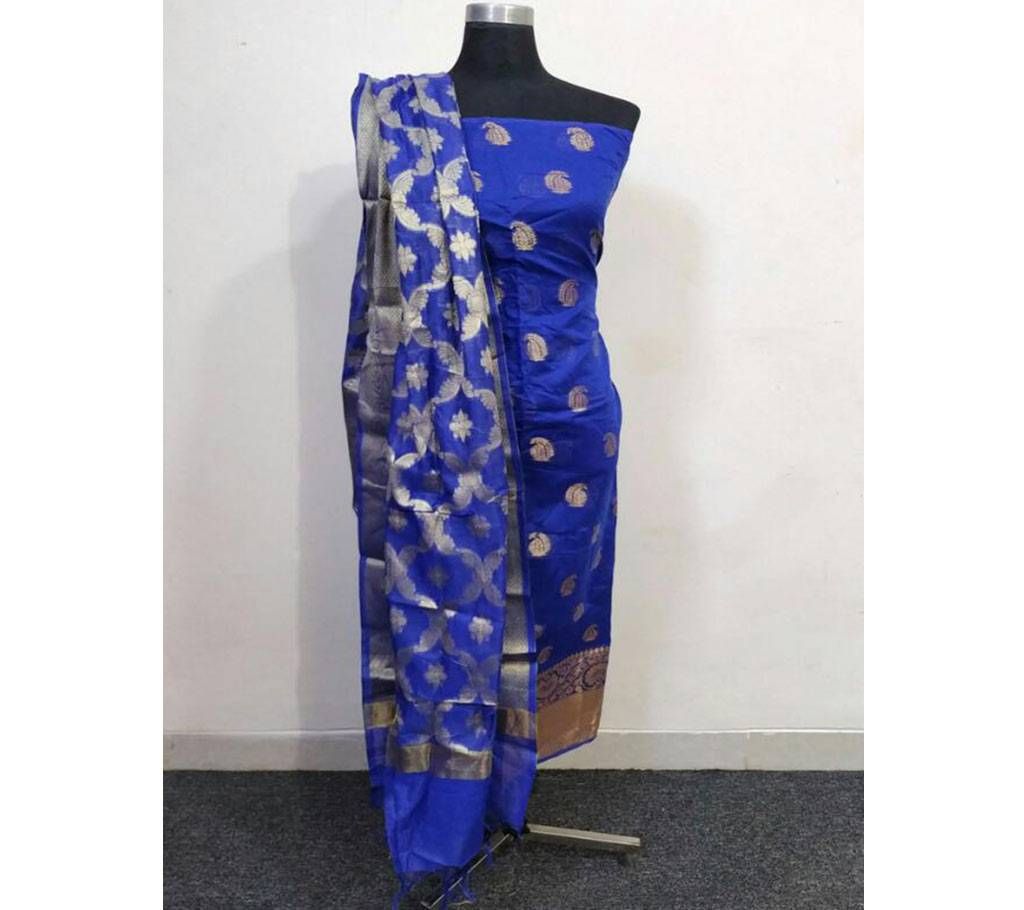 Indian Banarasi katan 2 piece with Golden Big Leaf Design