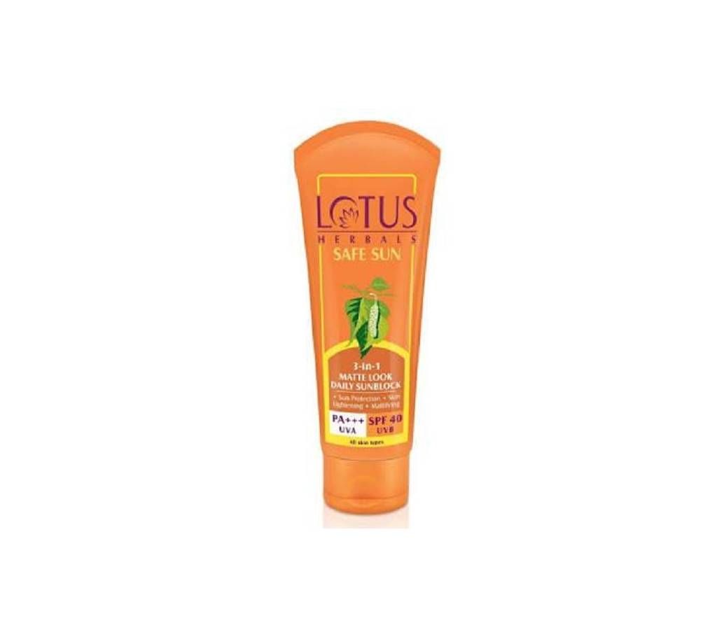 Lotus Herbals Safe Sun 3-in-1 Matte Look Daily Sunblock with SPF 40 - 100gm(India)