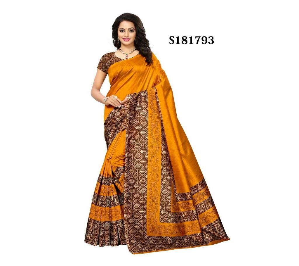 Mayshury silk Sharee 15 S181793 Golden orange with Dark Coffee Brown Mix Design in Paar