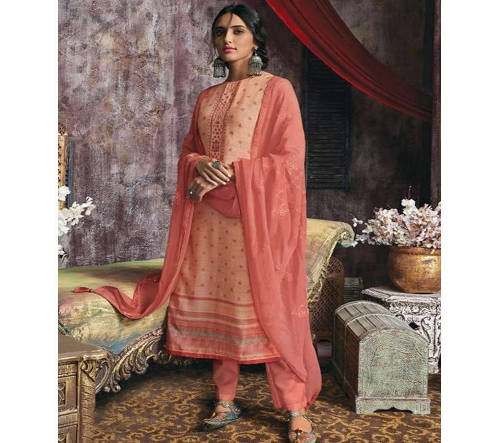 Varsha Panache Unstitched Embroidery Cotton Three Piece