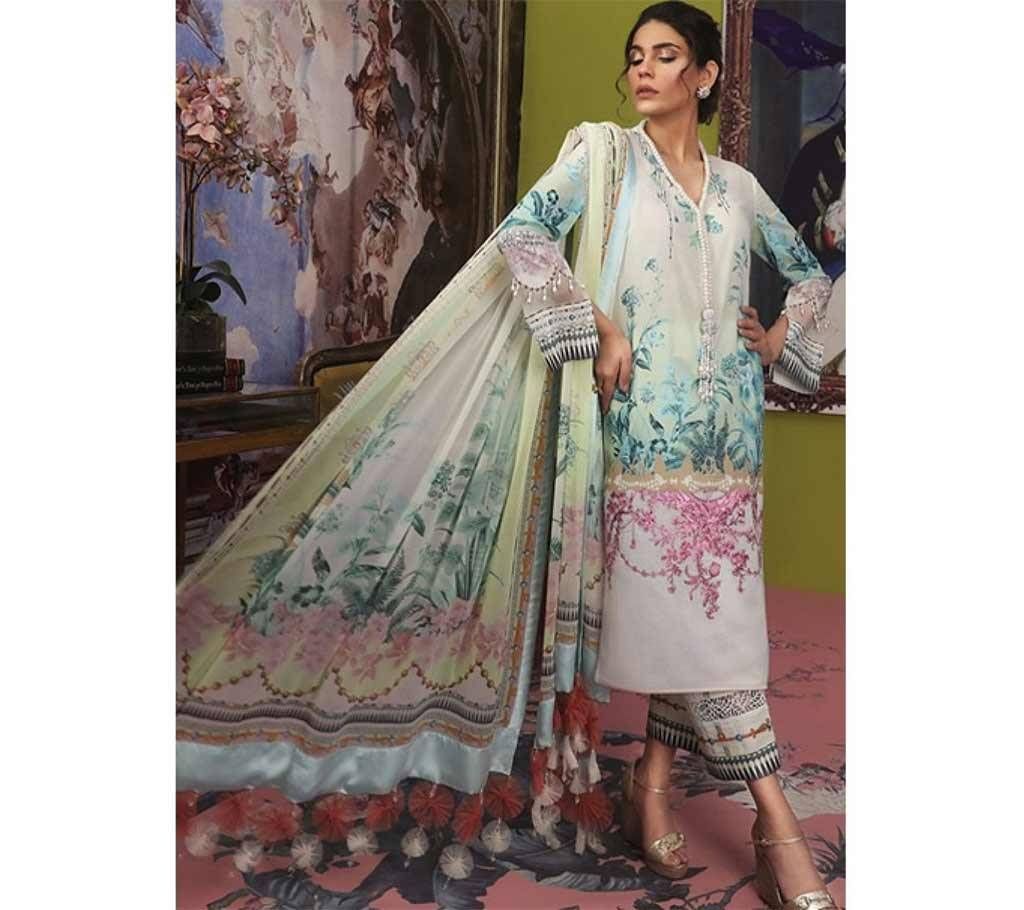Shraddha Designer Muzlin Luxury Lawn 19 - 1008 - Cream Light Green Shade - ASI