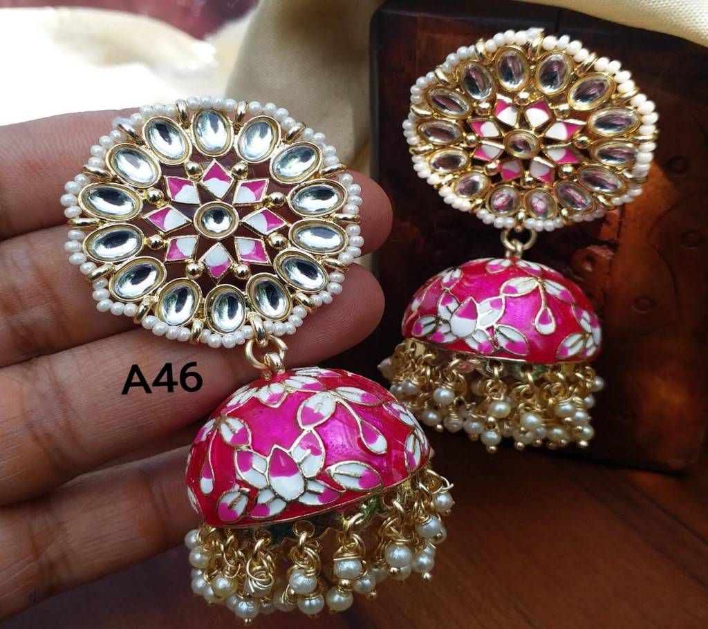 Festive Earrings - Hot Pink- A46 - AMI
