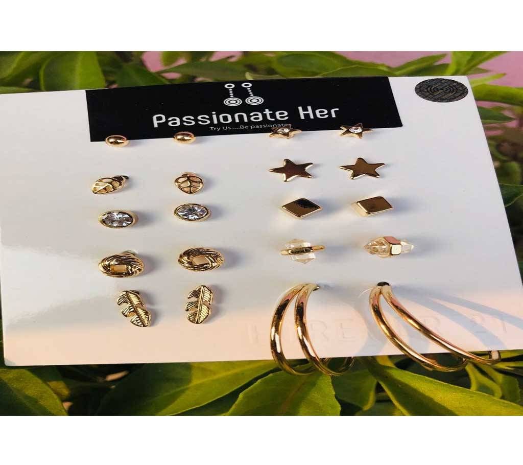 Exotic Gorgeous Fashion Stud Earrings Set For Women - 10 Pairs