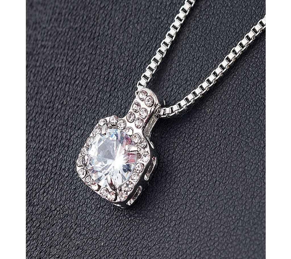 Square Rhinestone Crystal Zircon Pendant Necklace
