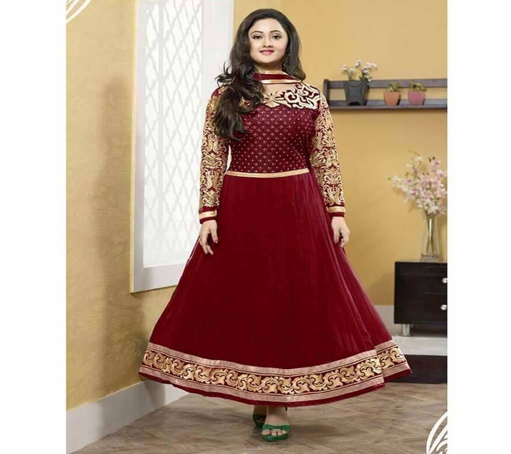 UNSTCHIED BLOCK PRINTED COTTON THREE-PIECE
