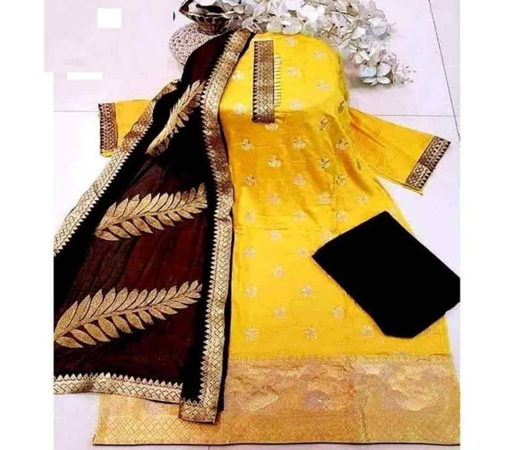 Cotton Unstitched Three Piece For Women