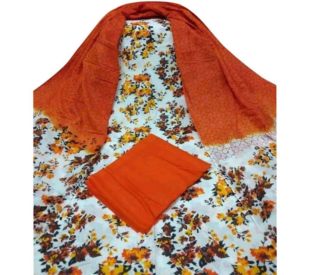 Unstitched skin printed cotton salwar kameez ST-82