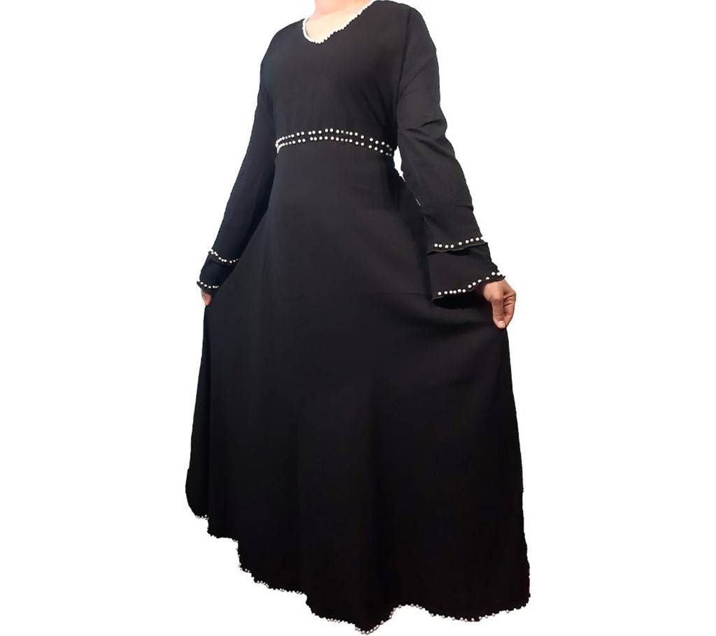 Black Simple Seasonal Sleeve Borkha