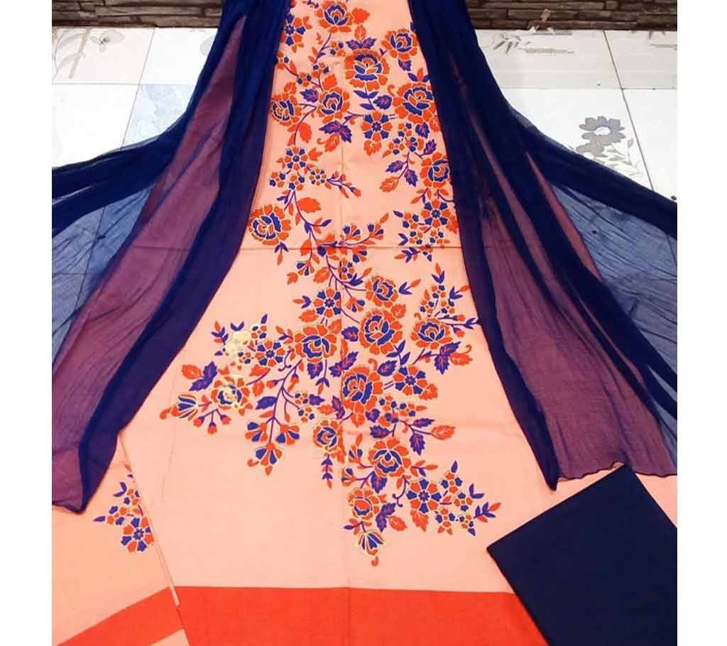 Deshi Cotton Unstitched Screen Printed 3Pcs - C38 - MHG