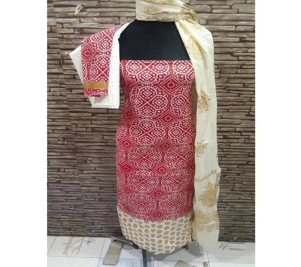 Deshi Cotton Unstitched Screen Printed 3Pcs - C52 - MHG