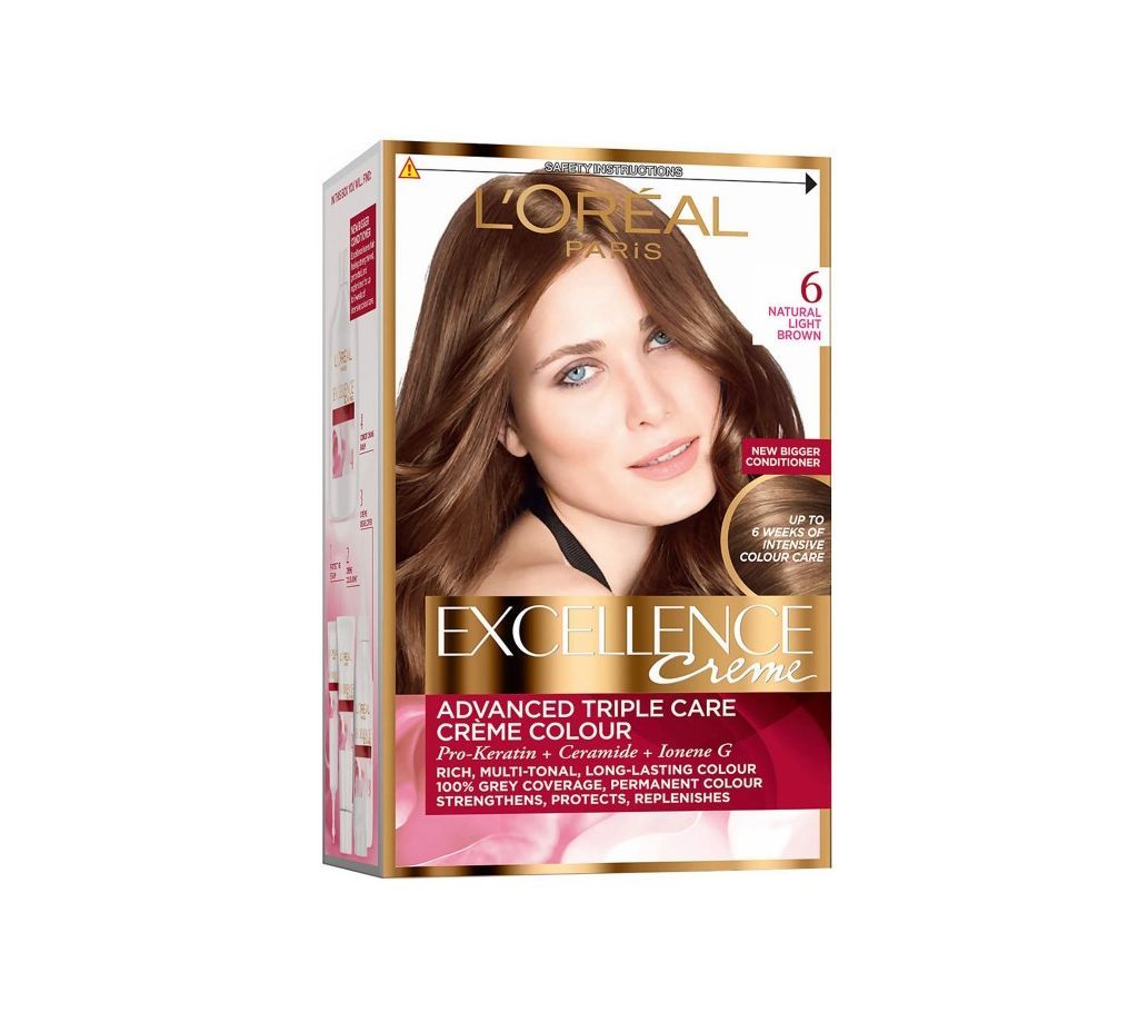 LOreal  Excellence Triple Care Cream Colour  Natural Light Brown 6
