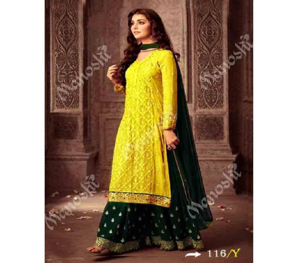 Indian Unstitched Georgette 3Pcs For Women Full Yellow
