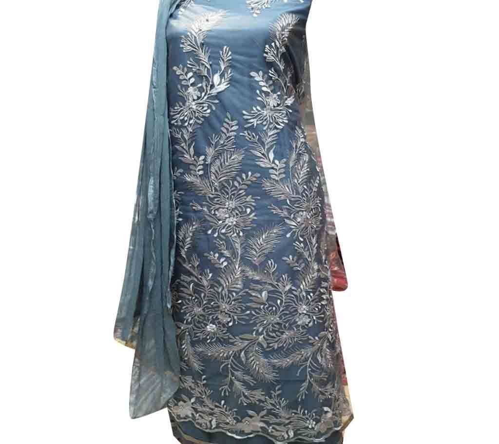 High Fabric Embroidered Cotton Net Unstitched 3 Piece(With inner)-N8