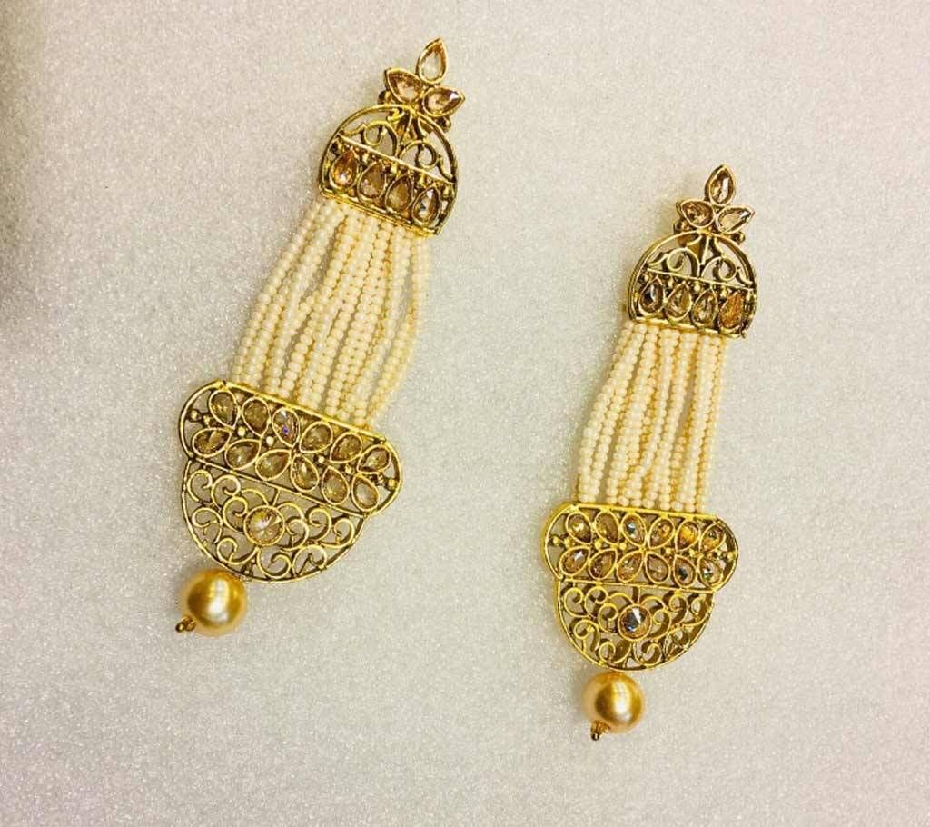 Beads Crafted Gold Plated Earrings