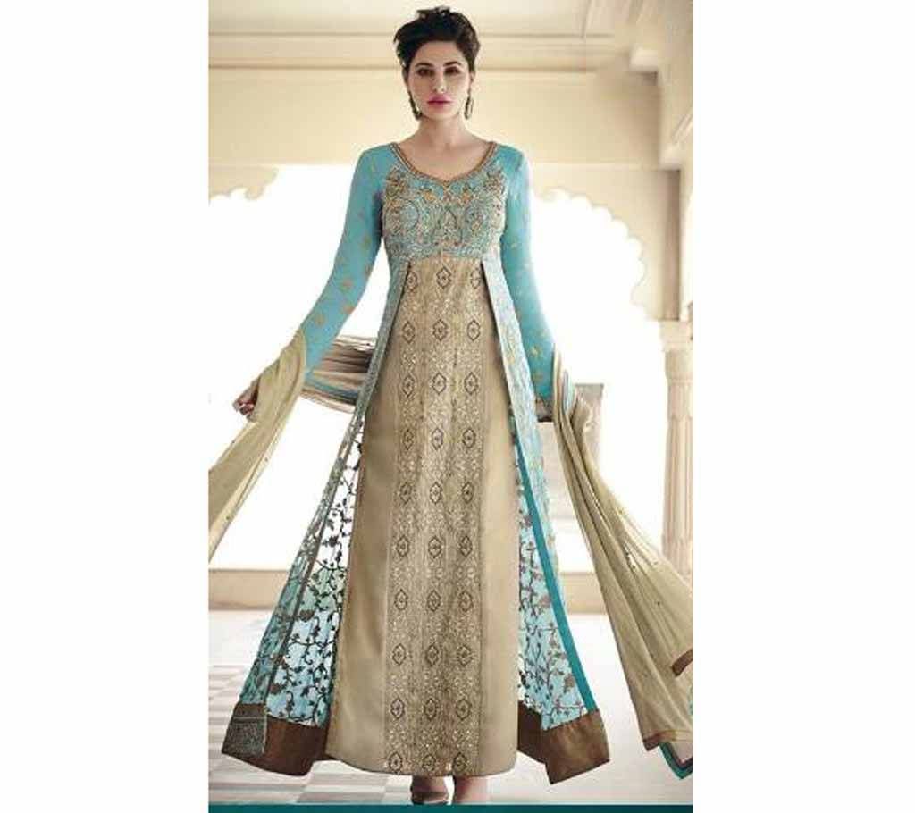 Georgette Embroidered Semi Ready Three Piece Dress  